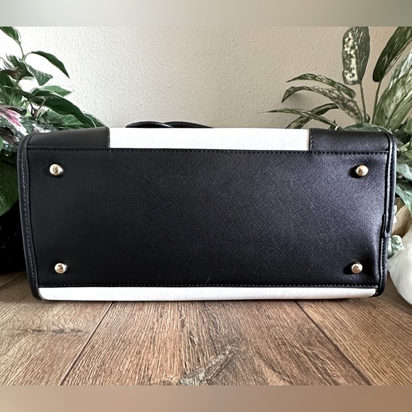 Dasein VL Black & White Striped Top Handle Tote Shoulder Bag - Picture 10 of 15